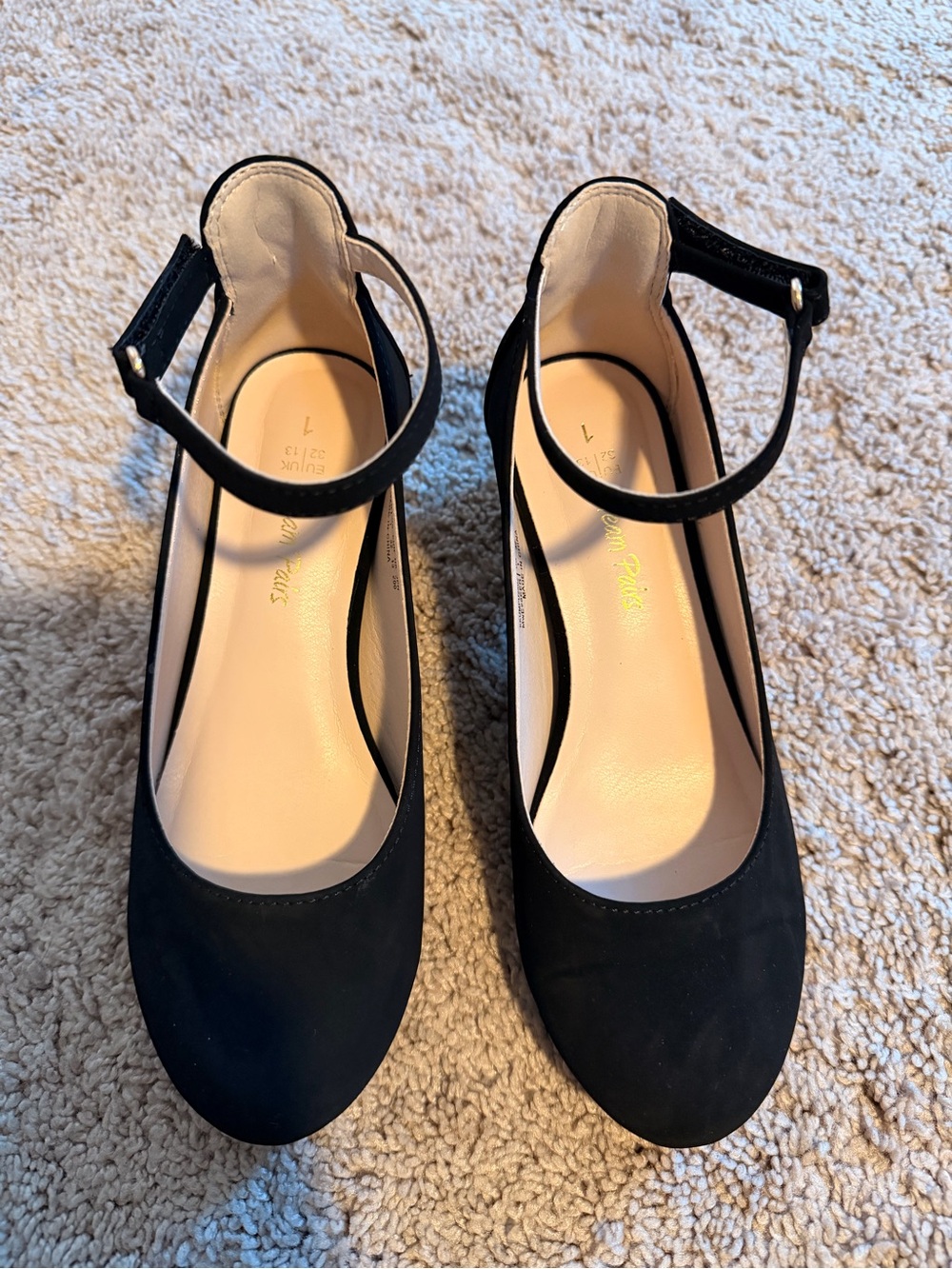 Black Ankle-Strap Girl's Pumps